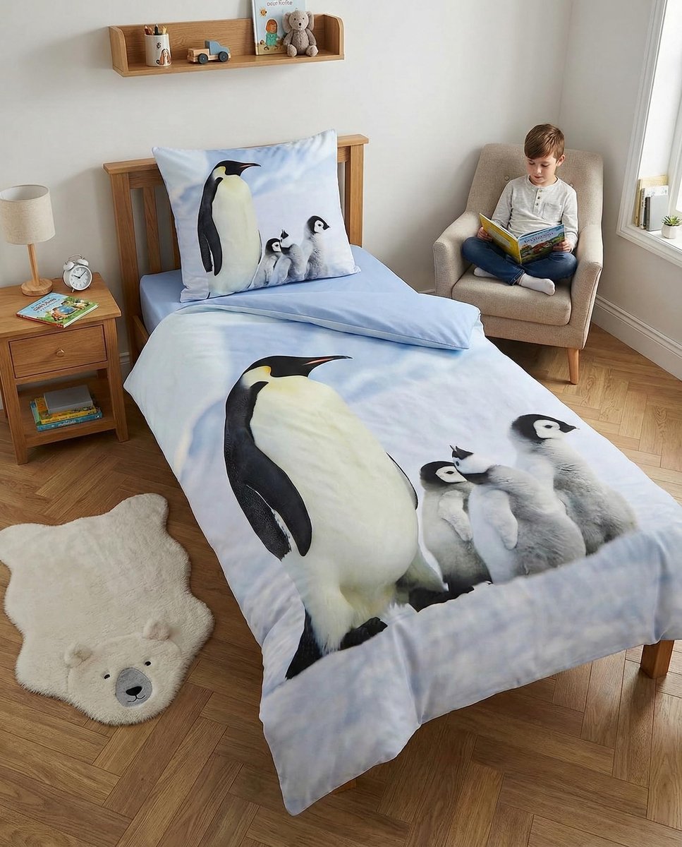 Dekbedovertrek 140x200 + Kussensloop 65x65 100% Katoen | Omkeerbaar beddengoed | Natuurlijk katoen ademend | Poolse dieren design | Kinderen | Cadeau | Machinewasbaar