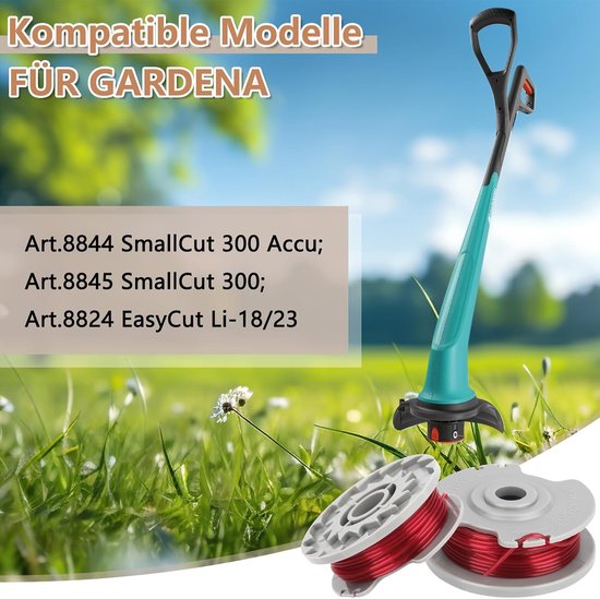 4 stuks grastrimmer reservedraadspoel 5306-20 voor Gardena Turbotrimmer Art. 8844 SmallCut 300 Accu; Art.8845 SmallCut 300; Art.8824 EasyCut Li-18/23 - verwisselbare draadspoel Ø 1,65 mm, — afbeelding 5