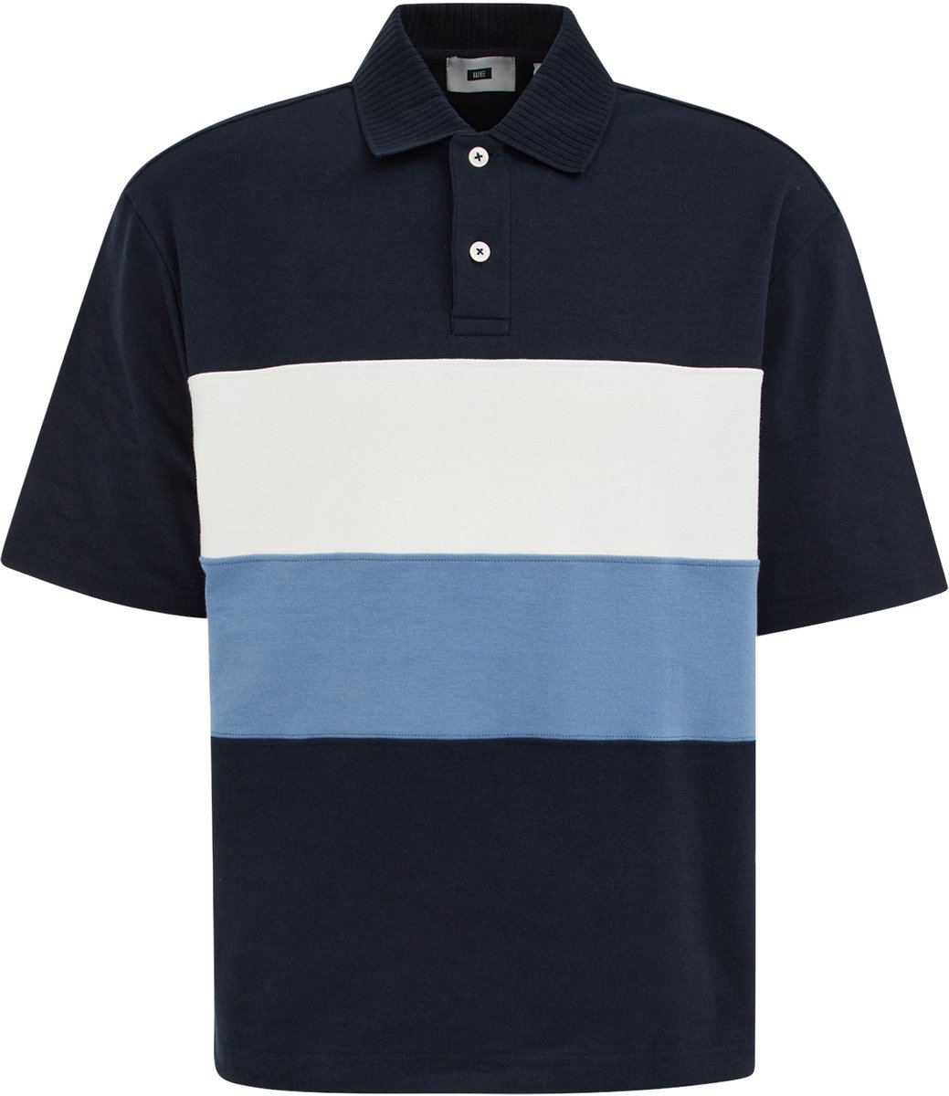 WE Fashion Heren boxy fit polo met blokstreep