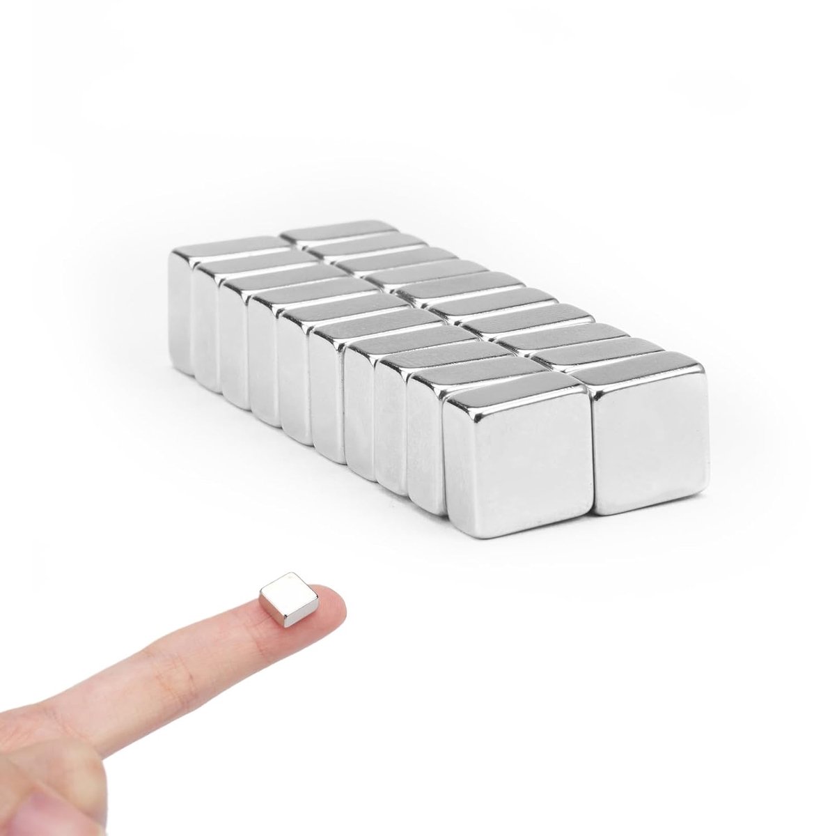 Allecto Plus - Rechthoekige Neodymium Magneten 10 x 10 x 5 mm - Sterke kleine magneten - Extra sterk voor magneetbord - Prikbord - Set van 20 stuks