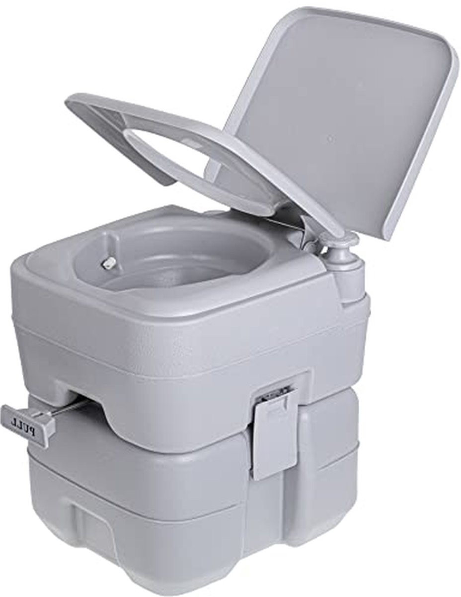 Draagbaar Toilet - Mobiel WC - Kamperen en Reizen - Dubbel Afvoerventiel - 20 Liter Tank - Grijs