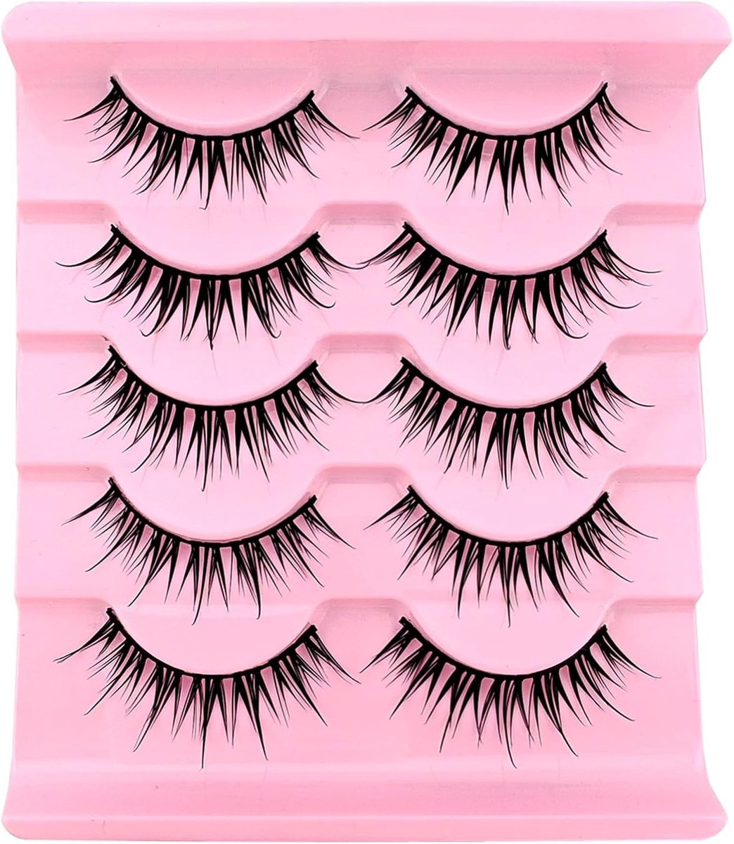 Natuurlijke Manga Wimpers voor Cosplay - 15 mm Korte Kunstwimpers, 5 Paar Anime Stijl