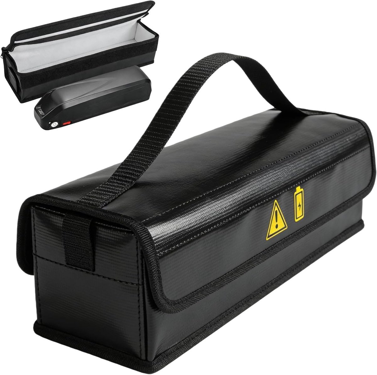 Vuurvaste Box voor Accu's - Zwart - 41 x 13 x 14 cm - Hittebestendig Materiaal - Voor E-bike en Fietsen