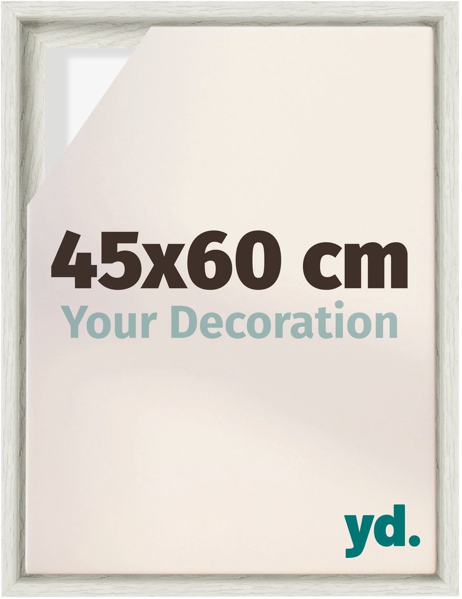 yd, Baklijst 45x60 cm White Wash - Lijst voor Canvasdoek - MDF Lyon