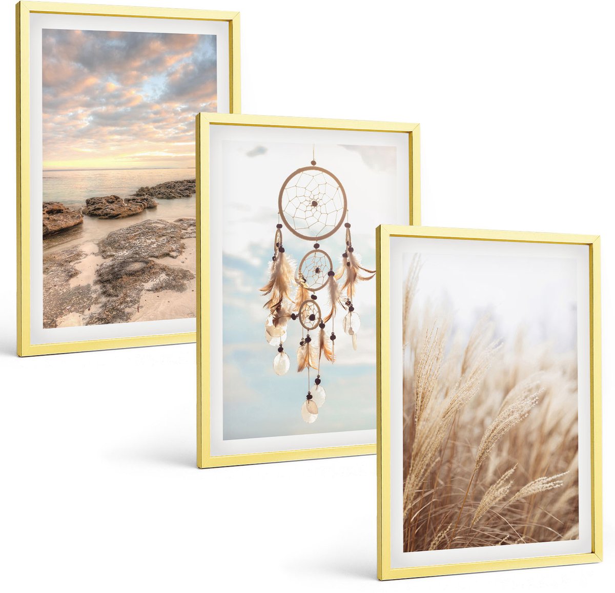 Coloray 3-Delige Schilderij Set - Bloemmotieven Rozen Pioenrozen Londen Parijs - 40 x 40 cm En 40 x 60 cm - Muurdecoratie - Decoratieve Schilderijen - Wohnzimmer - Stijlvolle Muurdecoratie
