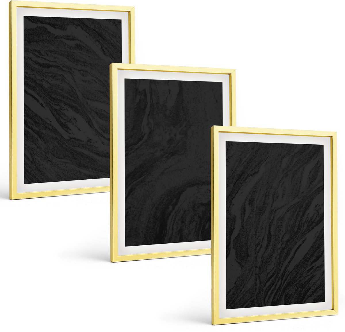 Coloray 3-Delige Schilderij Set - Donker En Licht Marmer: Elegante Texturen In Een Glamoureuze Stijl. - 40 x 40 cm En 40 x 60 cm - Wanddecoratie - Muurdecoratie - Moderne Interieurdecoratie - Stijlvolle Muurdecoratie