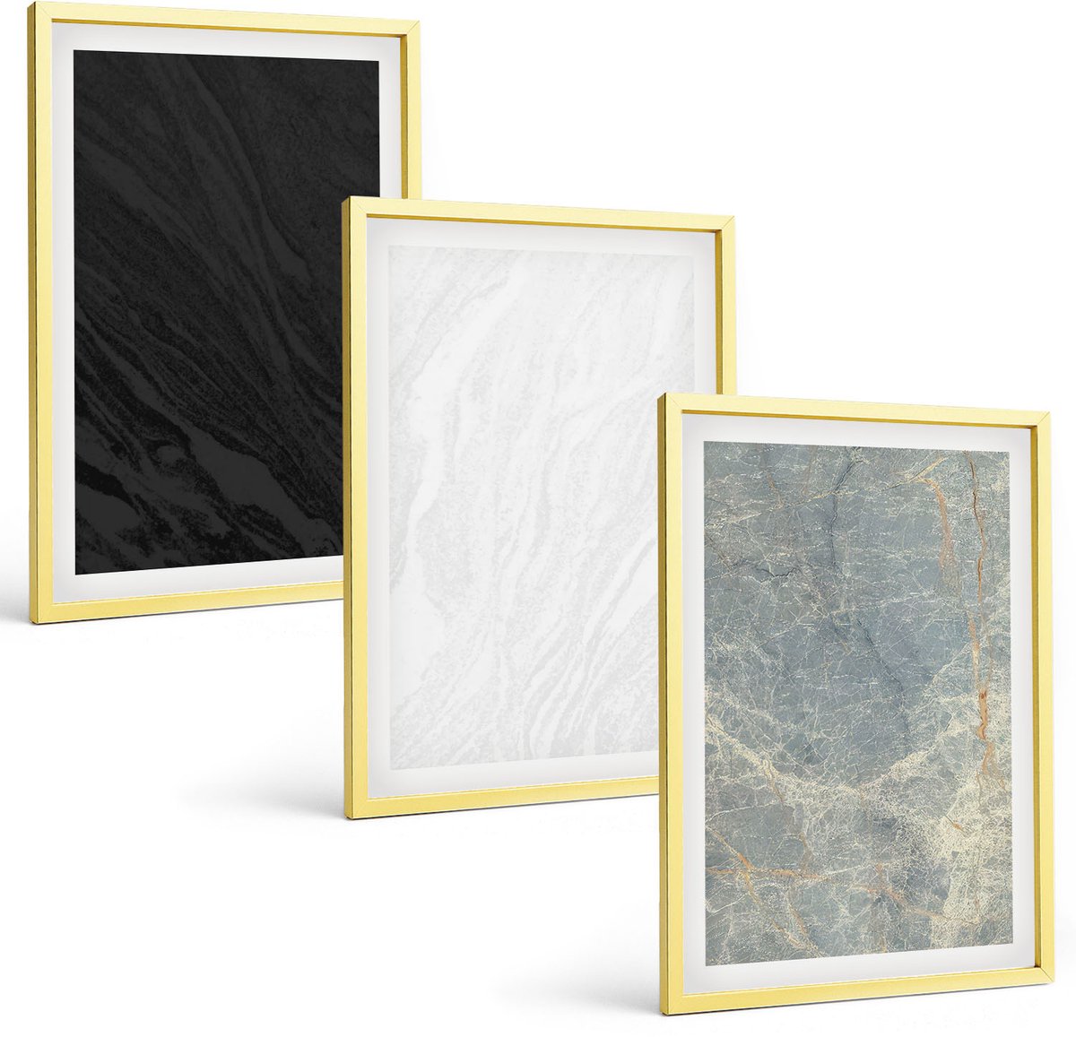 Coloray 3-Delige Schilderij Set - Diverse Kleuren Elegante Stenen Constructies - 40 x 40 cm En 40 x 60 cm - Wanddecoratie - Muurdecoratie - Woonkamer - Decoratieve Schilderijen