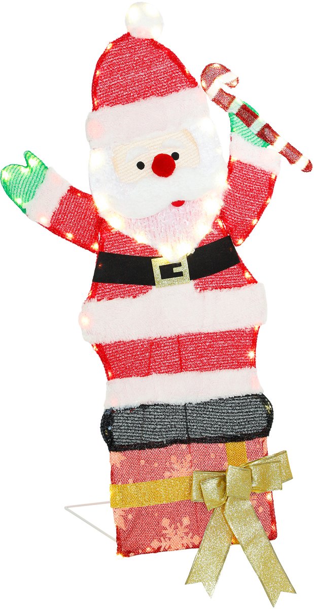LED kerstdecoratie met cadeaudoos - meerkleurig - 97 warmwitte lampen - kerstverlichting - kerstdecoratie - kerstfiguur