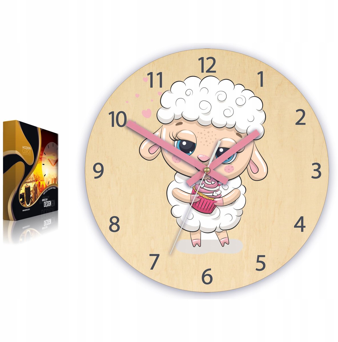 Kinderkamerwandklok Schaap - Stil quartz uurwerk, 30 cm