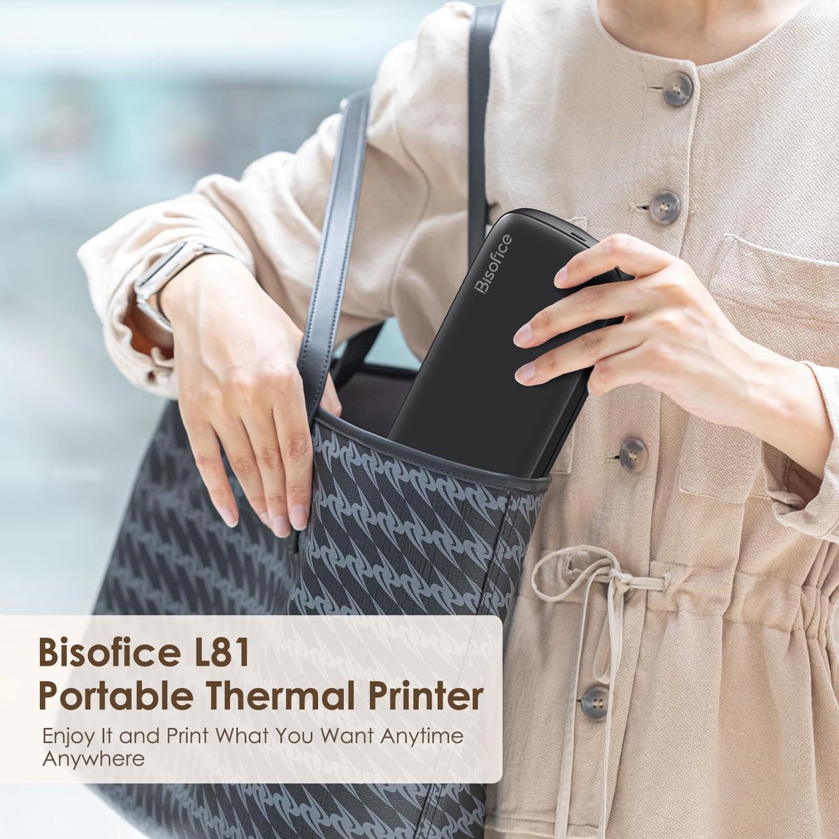 Bisofice A4 Portable Thermal Printer, Rechargeable Bluetooth Printer for Mobile Phone and Computer, Support - ShopVlot