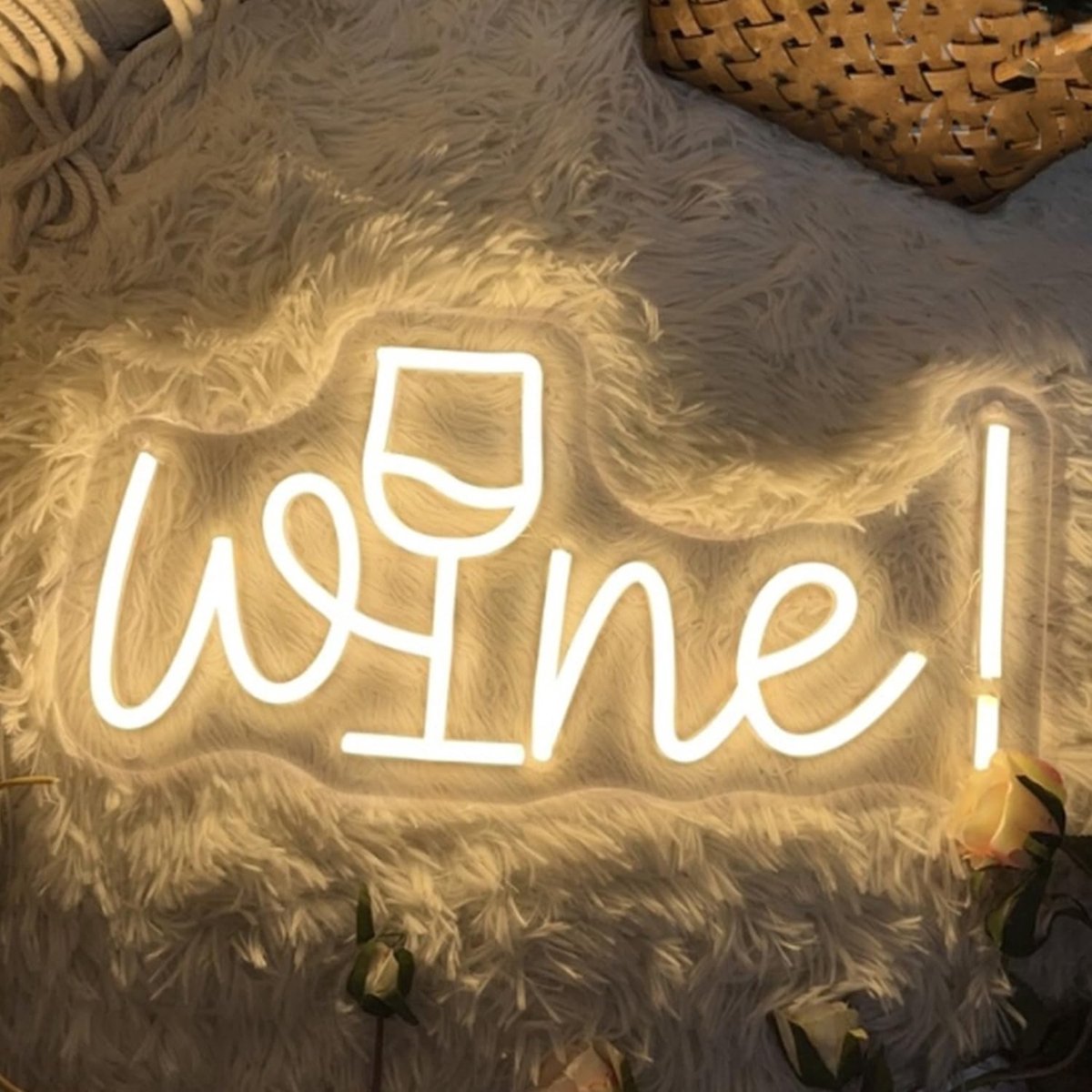 Neon Wijnbord - Warm Wit - 40 x 20 cm - Dimbaar Acryl LED Licht - Voor Decoratie en Feesten