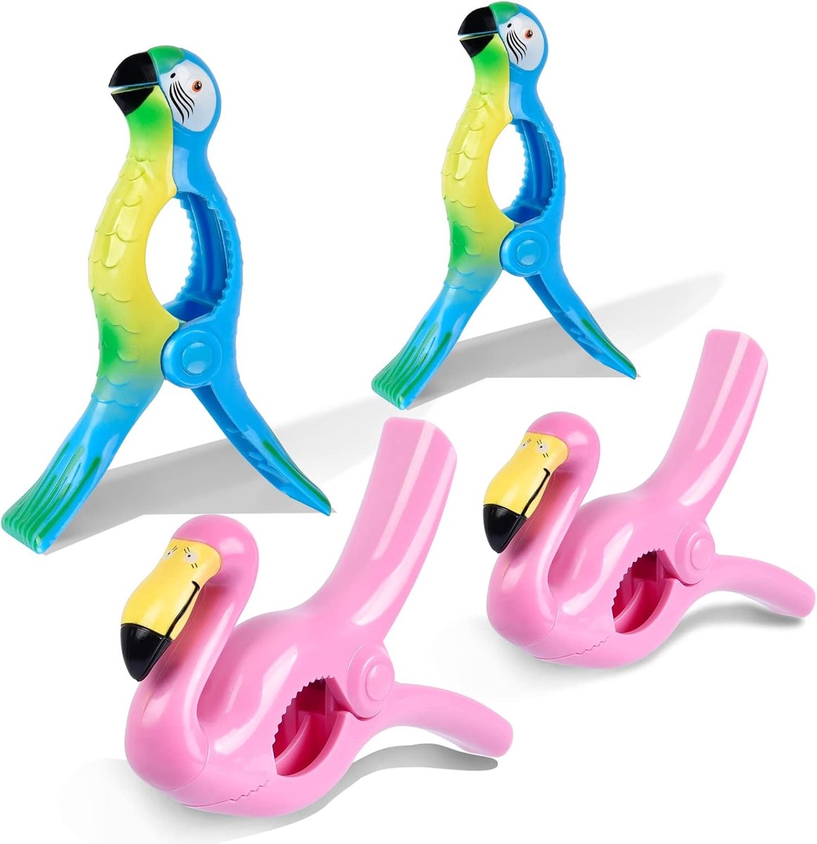 Badhanddoekclips - Reisclips - Leuke dierenclips - Geschikt voor strandstoelen, zwembad, terras of dagelijks gebruik - 4-delige set