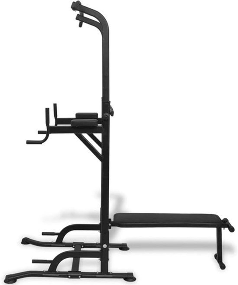Fitnessbank – Halterbank – Trainingsbank – Sit-Up Bank – Power Tower – Verstelbaar Tot 235 cm – Max Belastbaar Gewicht 150 kg