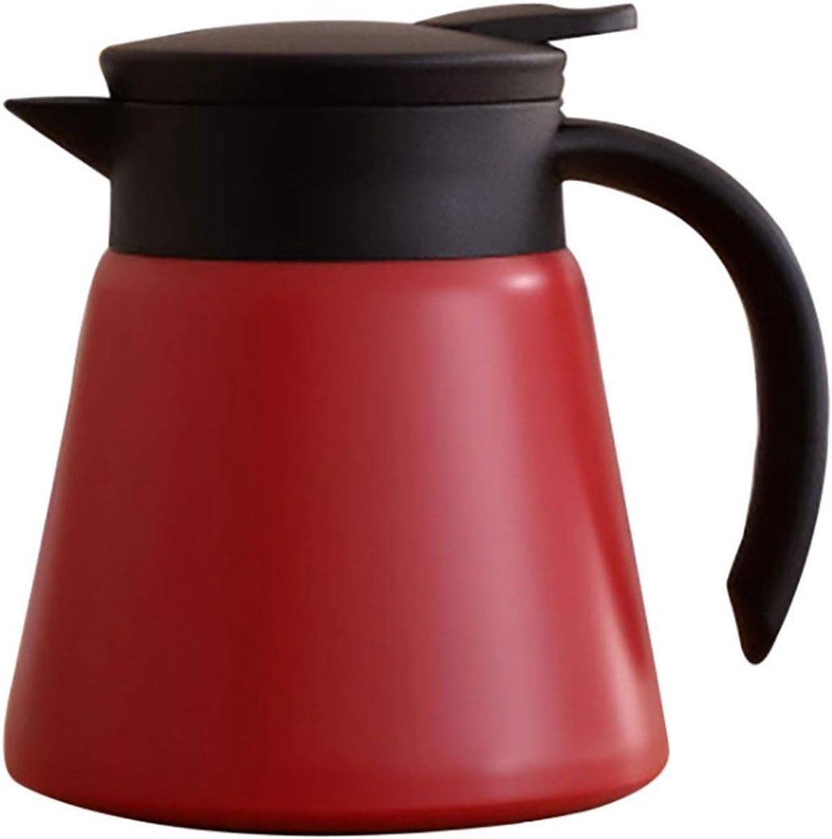 QTTVBTNA – Thermo Koffiekan 590ml – RVS Dubbelwandige Thermoskan met Vacuümisolatie – Drankdispenser voor Koffie, Thee, Water en Warme Dranken – Rood