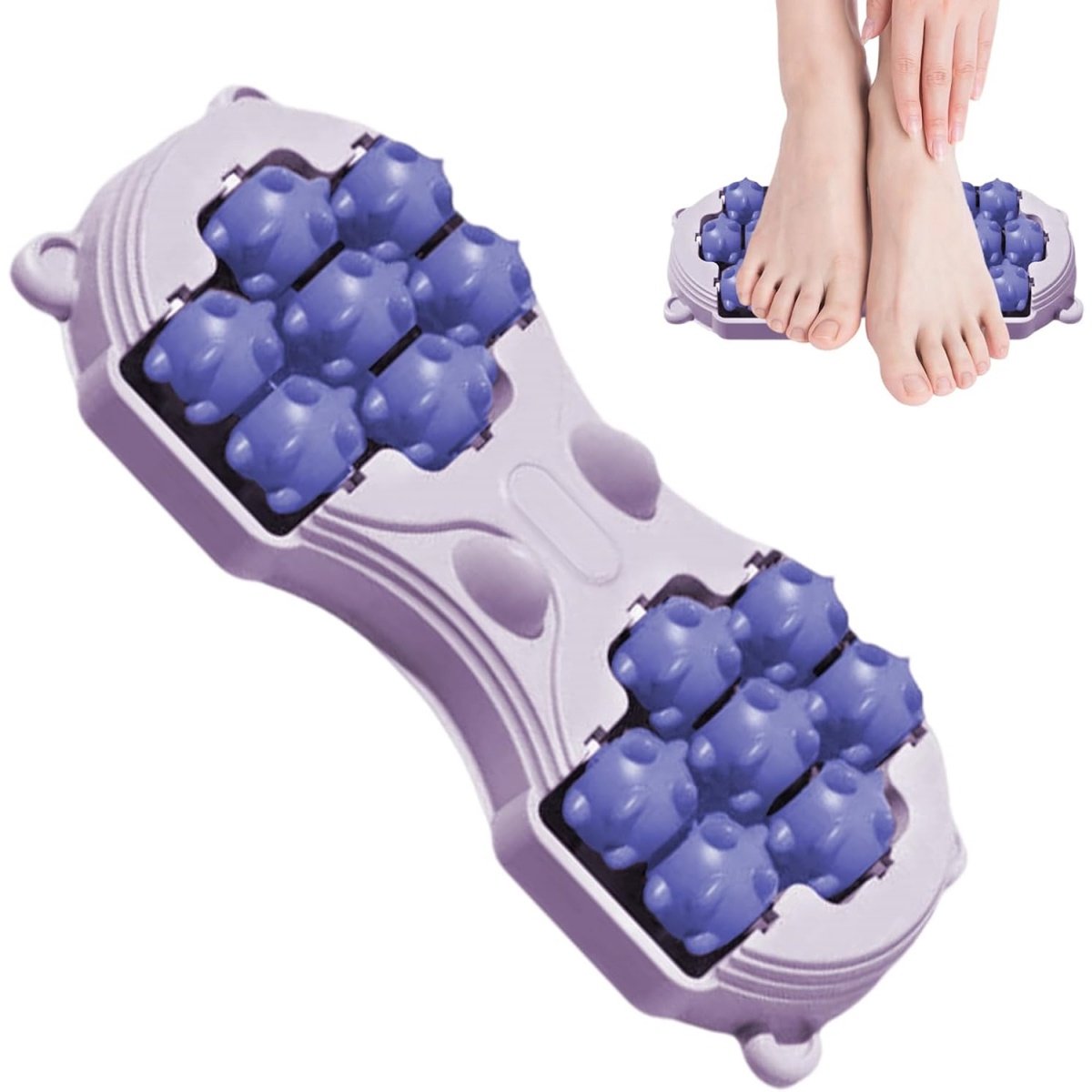 Voetmassageroller - Voetmassage Roller - Dubbele Voetrol - Antislip Ontwerp - Compact en Draagbaar - Voor Thuis en Onderweg - Paars - 29,2 x 13,8 cm - 1 Stuk