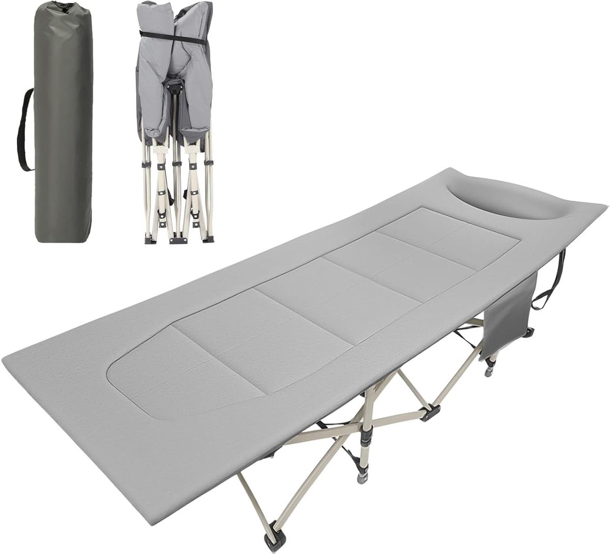 Campingbed Veld - Opvouwbaar Ledikant - Buiten Ontspannen - Robuust Frame - 190 cm Lengte - Grijs