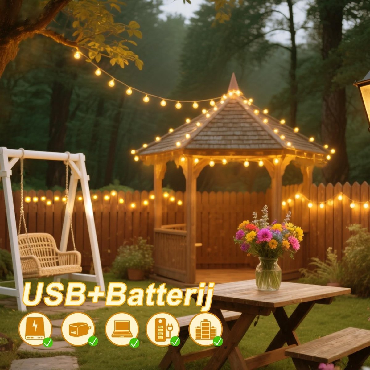 Decoratieve Fairy Lights - Warm Wit - 12 Meter - LED Slinger met Timerfunctie - Voor Binnen en Buiten