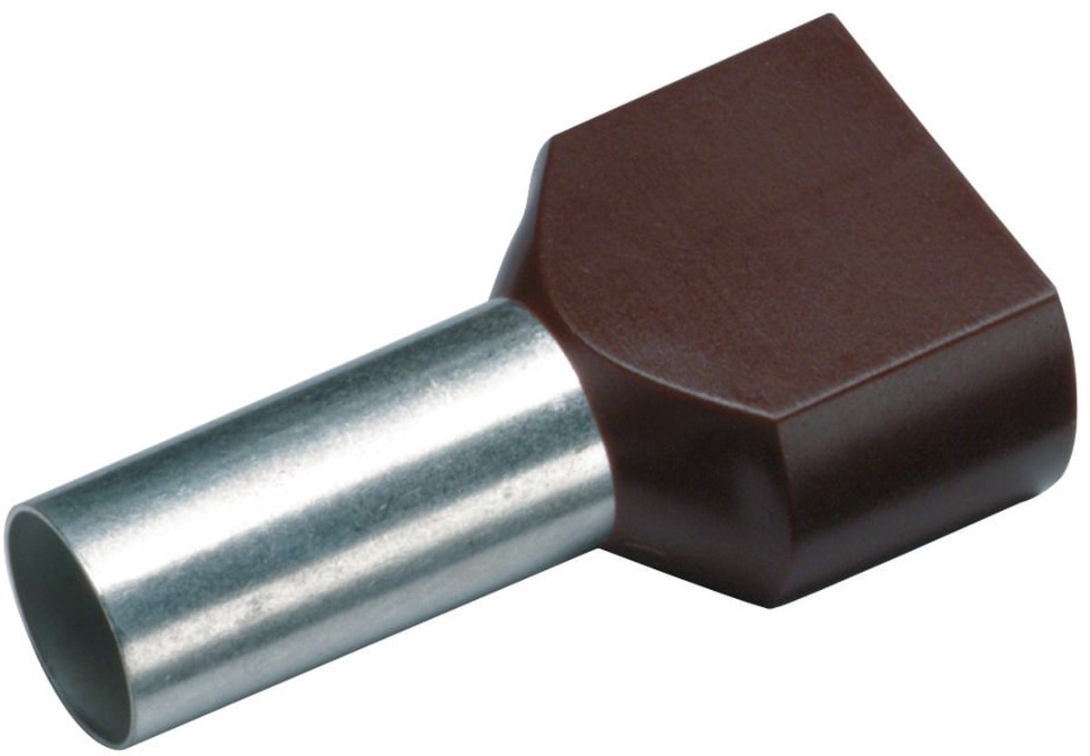 Cimco twin adereindhuls geïsoleerd 2x10mm² hulslengte 14mm bruin T/FR - 100 stuks (187728)