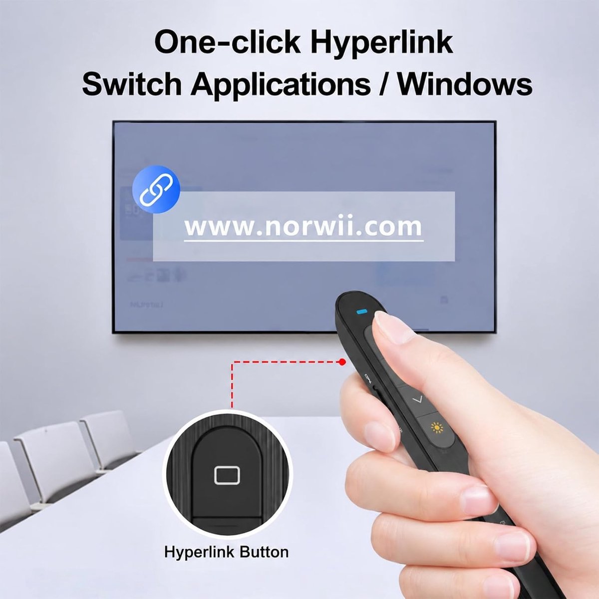 Draadloze presentator 2-in-1 met USB Type-C en 2,4 GHz voor PowerPoint, afstandsbediening voor laptop en pc, multifunctioneel met rode laserpointer en compatibiliteit met Windows, Mac en Linux