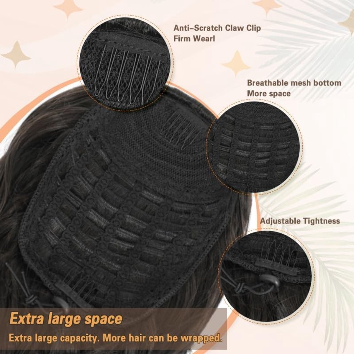 Lange 20" Ponytail Extensions met Touwtjes - Hoge Gelaagde Golvende Haarstuk voor Vrouwen, Perfect voor Feestjes en Dagelijks Gebruik
