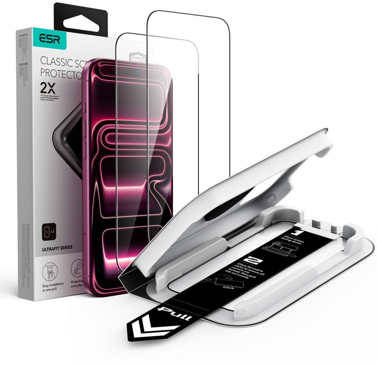 ESR screenprotector - geschikt voor iPhone 17/18 Pro - 2 stuks - Zwart
