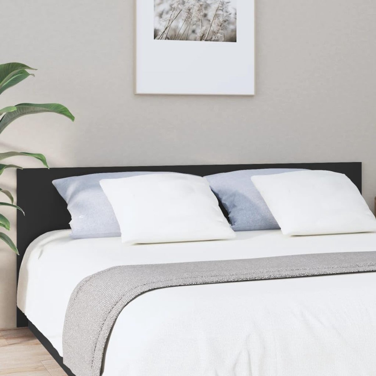 Hoofdeinde zwart, 200 x 1,5 x 80 cm, houtmateriaal, hoofdeinde voor slaapkamer, slaapkamer, hotels