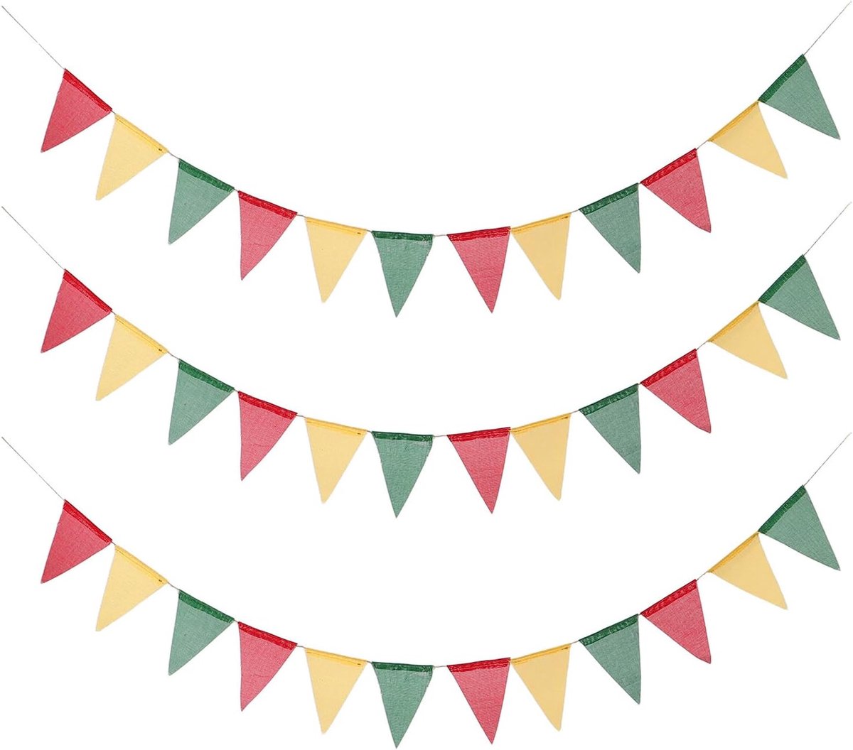 3 stuks wimpelbanners, vlaggen, kleurrijke driehoekige banner, jute stoffen wimpelvlaggen, fotoachtergrond voor bruiloft, babyshower, kinderkamer, buitentuin