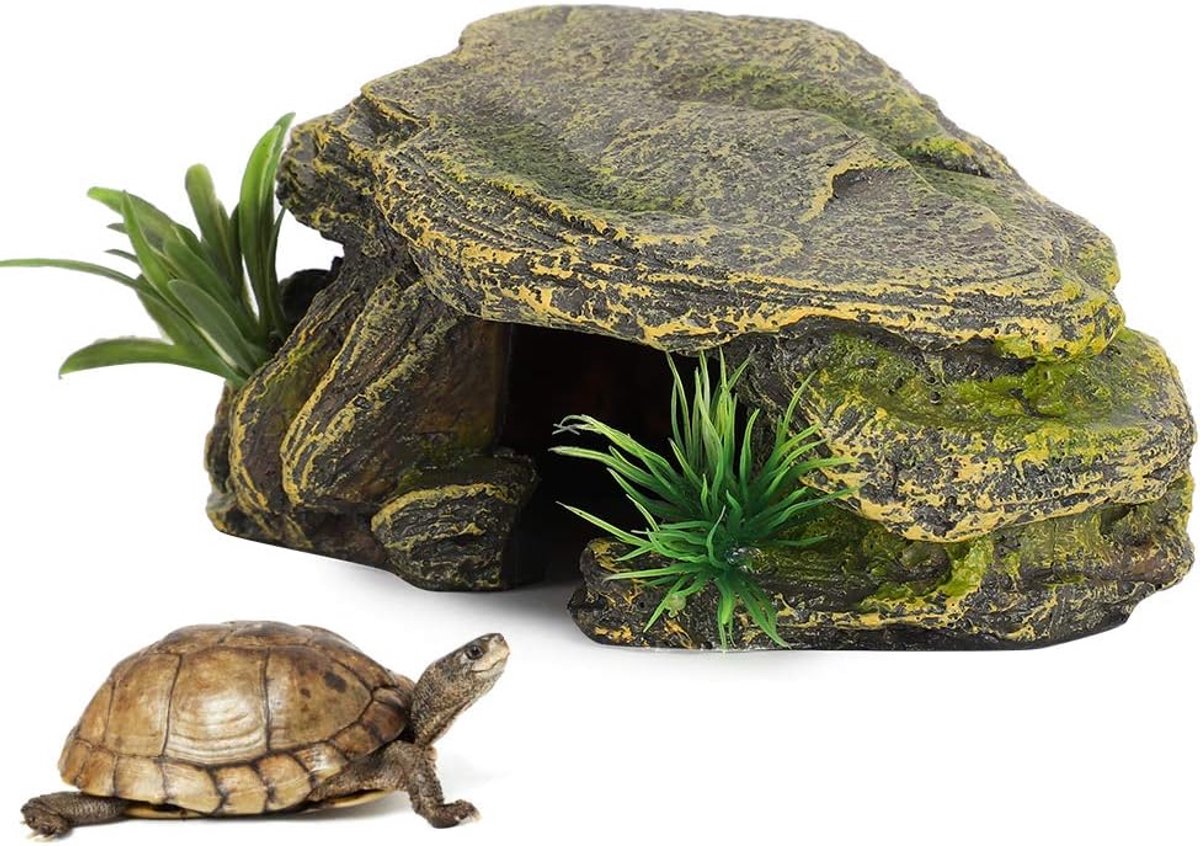 Dailygoods- Schuilplaats Duurzaam - Reptielen/Amfibieën - Terrarium Decor - Veilig Materiaal - Levendig Ontwerp - Milieuvriendelijk - Reptielengrot
