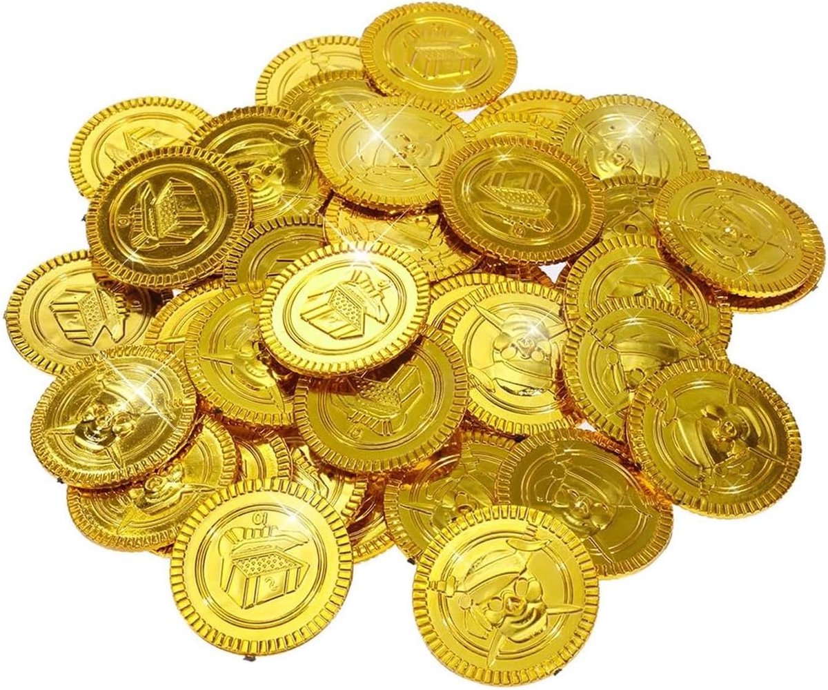 50 Stuks Gouden Munten - Piratenschat Speelgeld voor Kinderen, Speelgoed, Cadeautje Met Kinderverjaardag