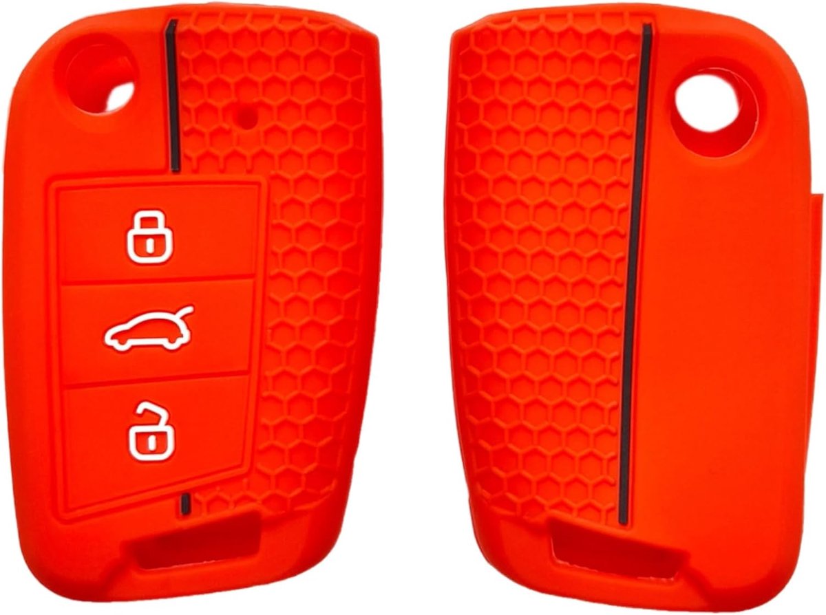 Hoes voor autosleutels, compatibel met VW Volkswagen Golf 7 MK7 Tiguan MK2 T-roc T-Cross Skoda Octavia Kodiaq Karoq, accessoires voor sleutelbehuizing (rood)