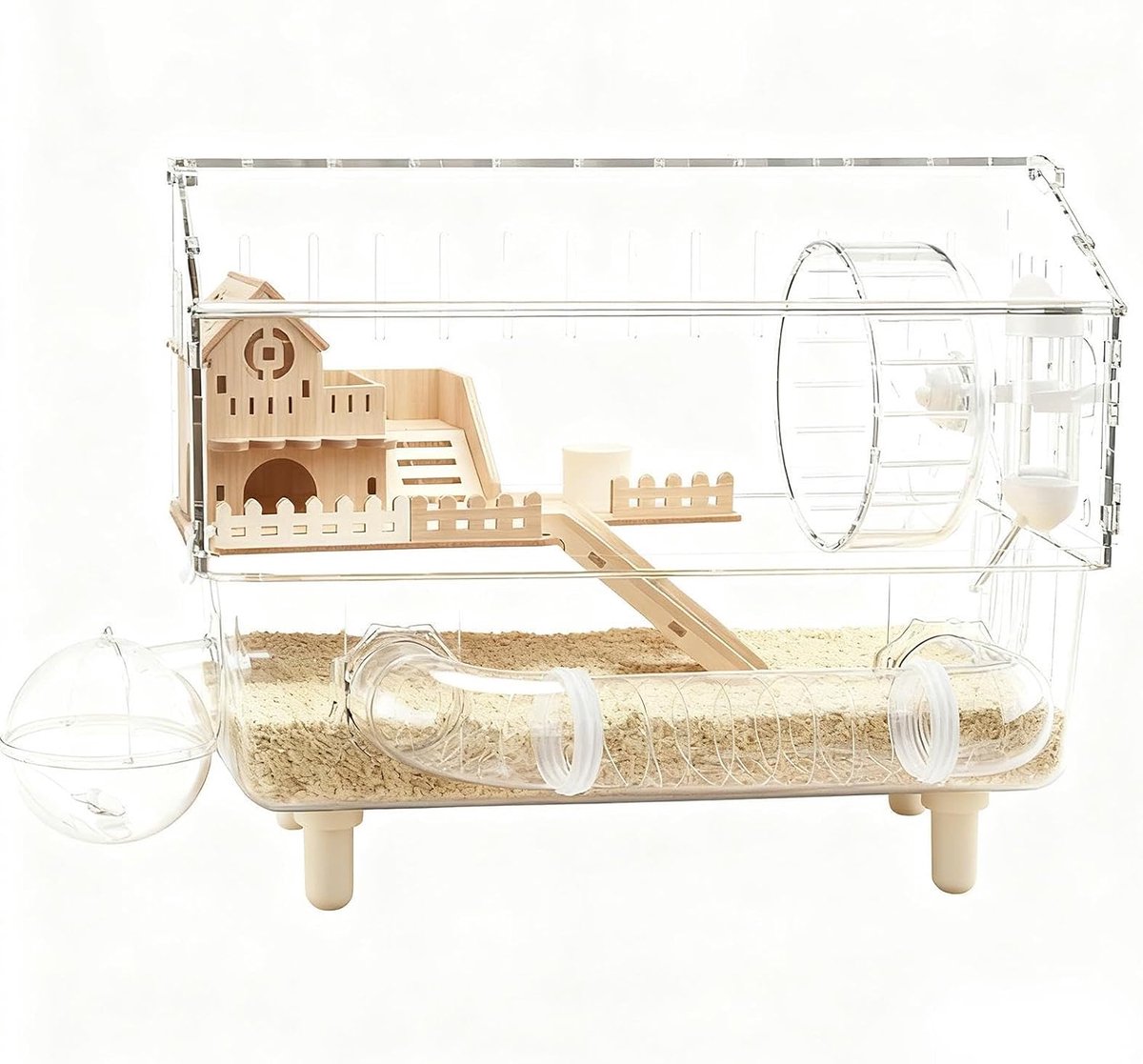 Hamster Cage 2-Layer Clear Breeding House 大型金丝熊仓鼠笼 豪华双层仓鼠笼