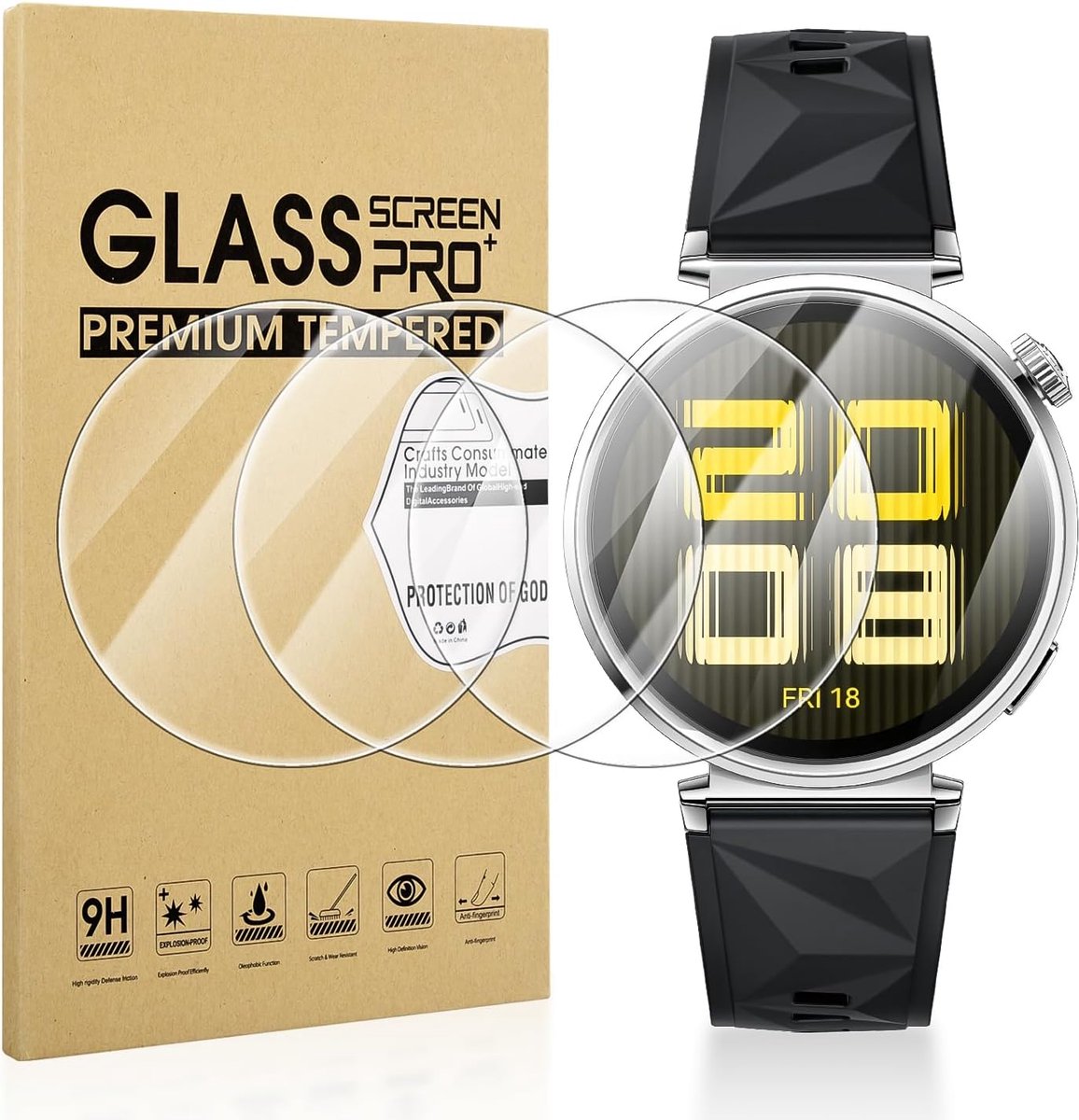 Innovra - Dailygoods - Schermbeschermer - Krasbestendige folie - Gehard glas - 41 mm - HD-schermbeschermer - Geschikt voor Watch GT 5 - 4-Pack