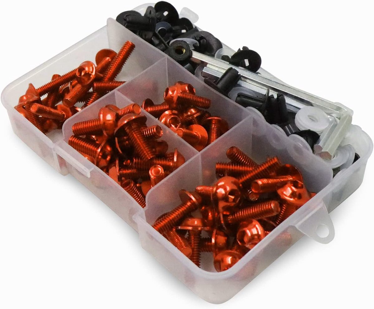Geschikt voor yamaha kawasaki suzuki motorkap boutkit schroefbevestiging universele motorkap boutkit metrische bout en moer kit, Orange