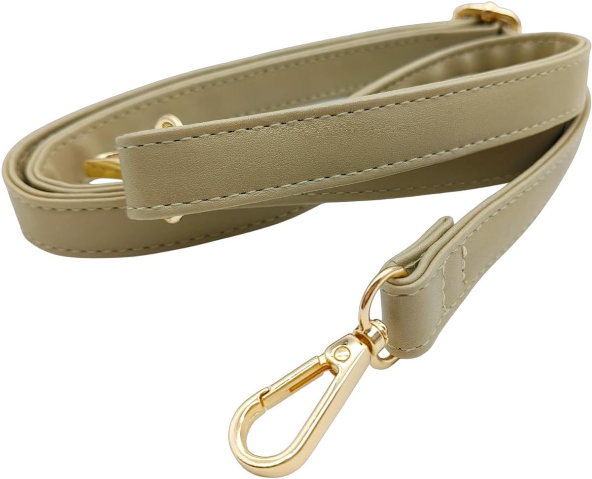 verstelbare leren schouderriem voor handtas, 80-125 cm, dames, reserveriem met gouden gesp, reserveriem voor schoudertas/crossbody, 2,5 cm, 1711 (kaki)