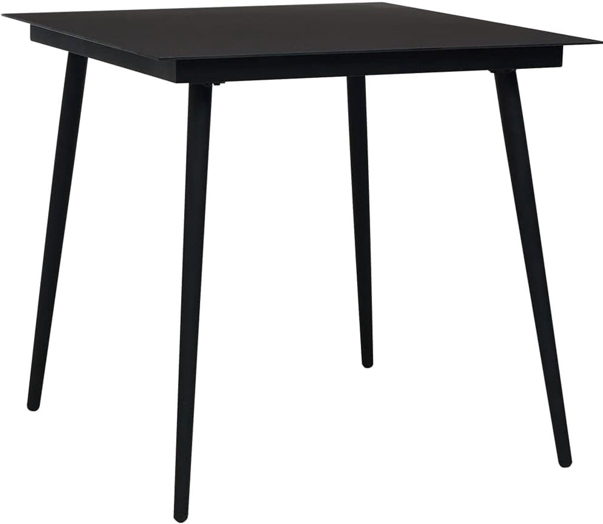 5-delige tuineetset met katoenen touw en staal, zwart, voor terras en balkon, 4 stoelen met 110 kg belastbaarheid, tafel met gehard glasplaat