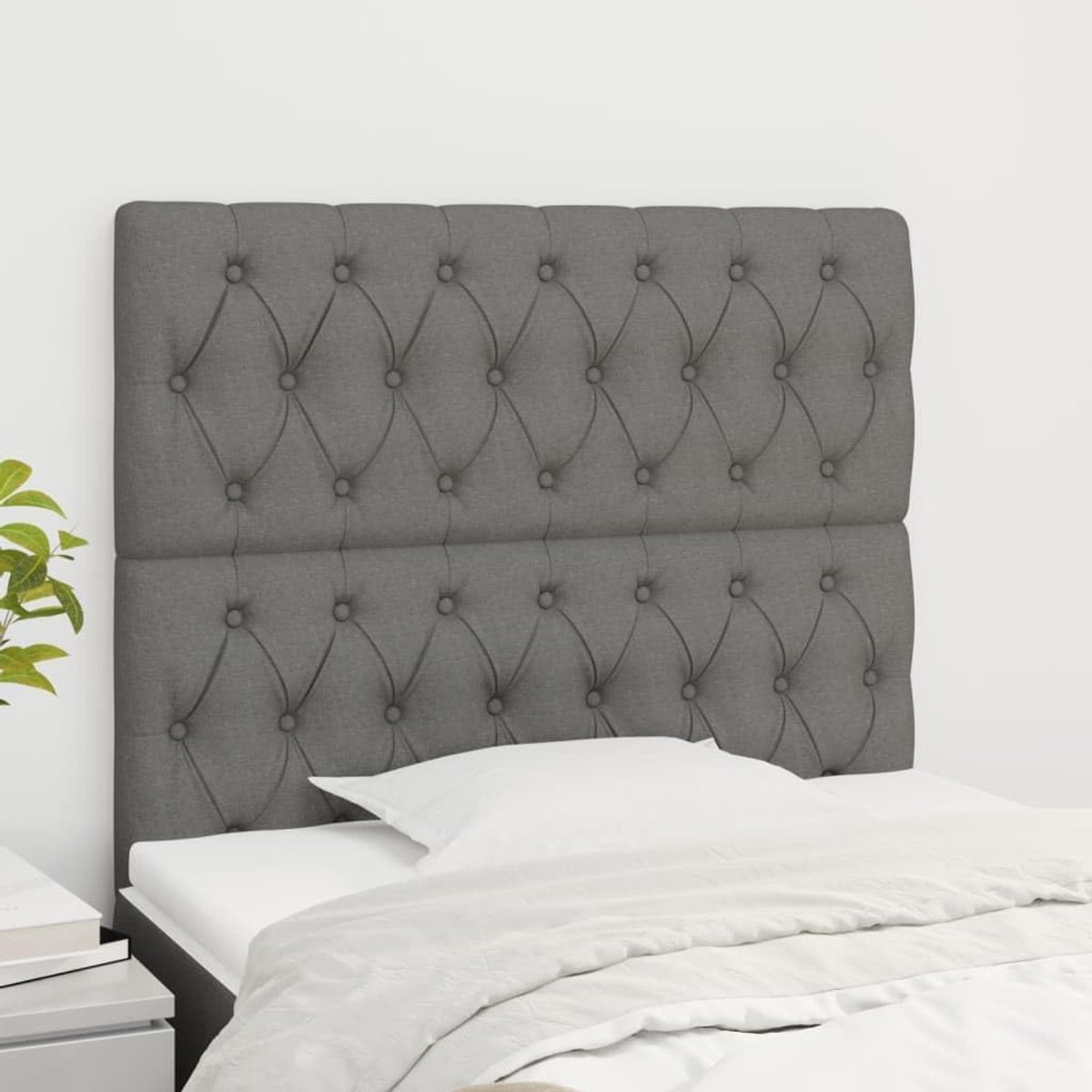 Hoofdsteunen 2 Stuks Donkergrijs 90 x 7 x 78/88 cm Stof Hoofdsteun voor Slaapkamer Slaapkamer Meubels Hotels