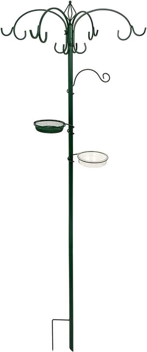 Wildlife Vogel Voederstation op Paal – Vogelvoederstation met 4 Armen en Haken – Metalen Voederpaalsysteem – 203 cm Lengte – Voor Tuinvogels