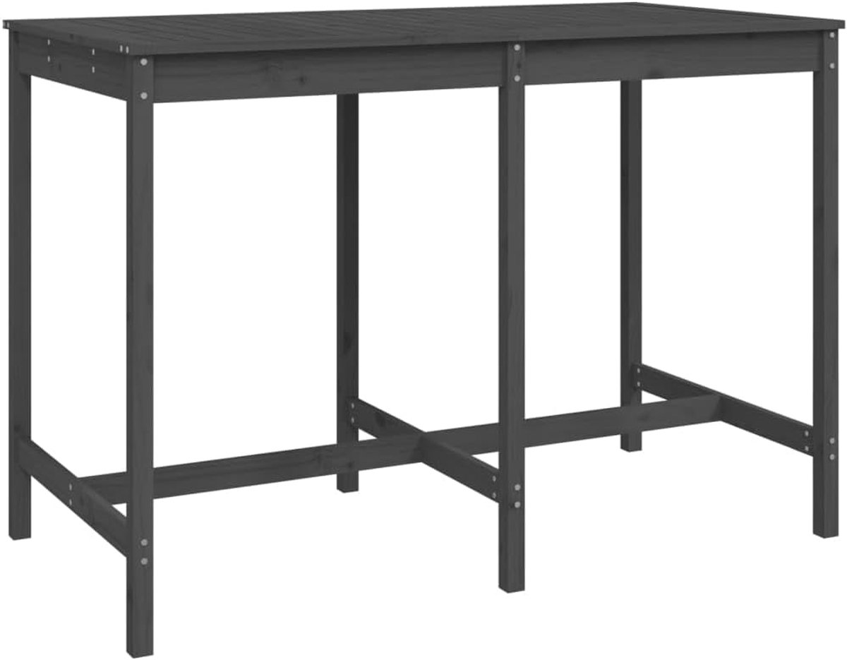 Eettafel, voor tuin, buiten, terras, van grenenhout, grijs, 159 x 82,5 x 110 cm, keukentafel van hout, eettafel van hout, tuintafel, terras, van hout
