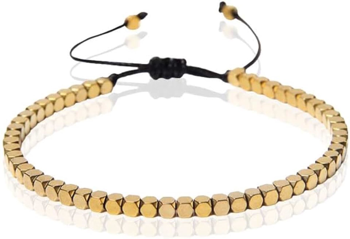 Armband - 4mm Cube Goudkleurig