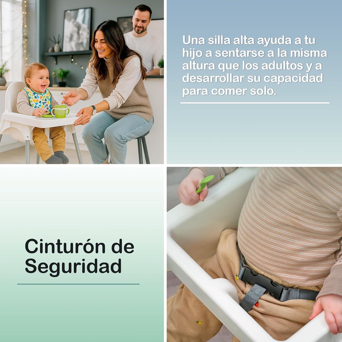 Hoge Kinderstoel met Afneembaar Dienblad – Stapelbaar, Demonteerbaar en Veilig – Stalen Poten – Compatibel met Ikea Antilop – Voor Thuis en Horeca – foto 3