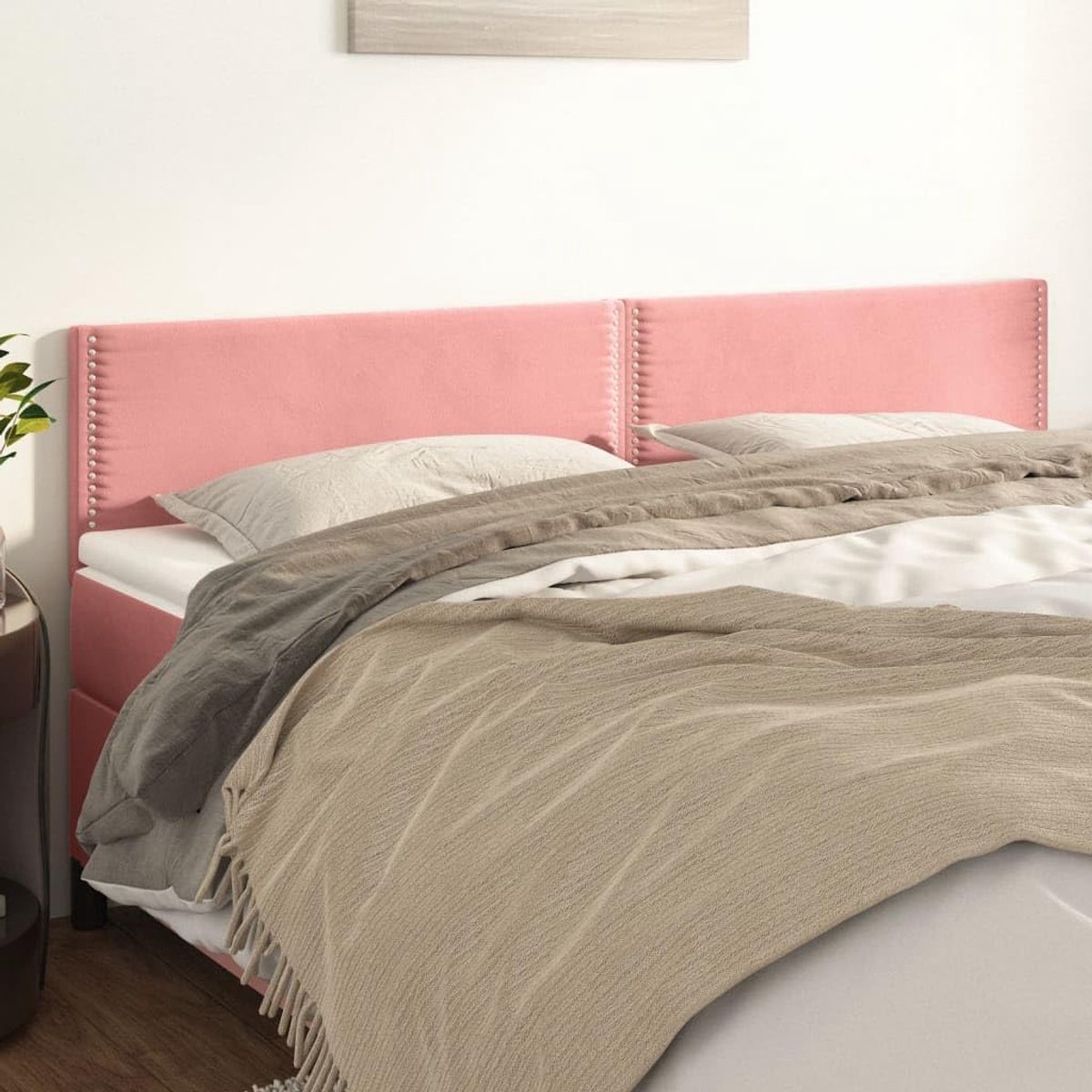 Hoofdborden, 2 stuks, roze, 90 x 5 x 78/88 cm, fluweel, voor de slaapkamer, hotel, hoofdeinde, werkkamer, voor slaapkamer, tweede slaapkamer, hotel