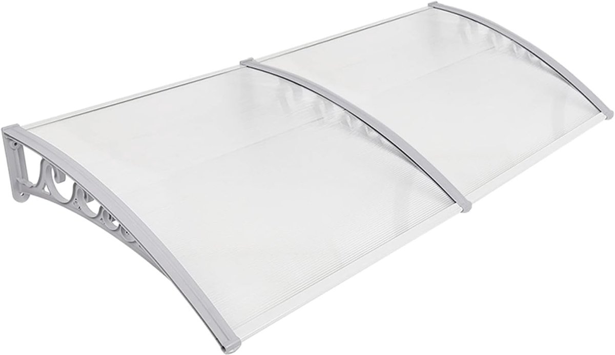 Deurluifel, overkapping voor huisdeur, transparant polycarbonaat, deurdak, lessenaarsafdak, 5 mm, voor buiten, zonwering, regenbescherming, luifel, 7 maten, 100 x 200 cm