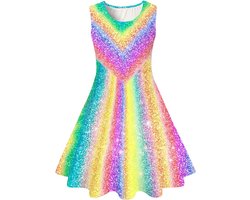 kids4ever Meisjesjurk, mouwloos, zomerjurk, ronde hals, A-lijn, swingjurk, zeemeermin, Galaxie, prinses, party, verjaardag, 4-12 jaar