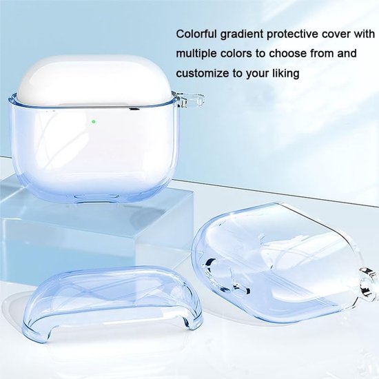 Beschermhoes voor AirPods Pro 3, led zichtbaar aan de voorkant, met sleutelhanger en reinigingsset, karabijnhaak-sleutelhanger, beschermhoes van TPU, compatibel met AirPods Pro 3. (blauw) — afbeelding 3