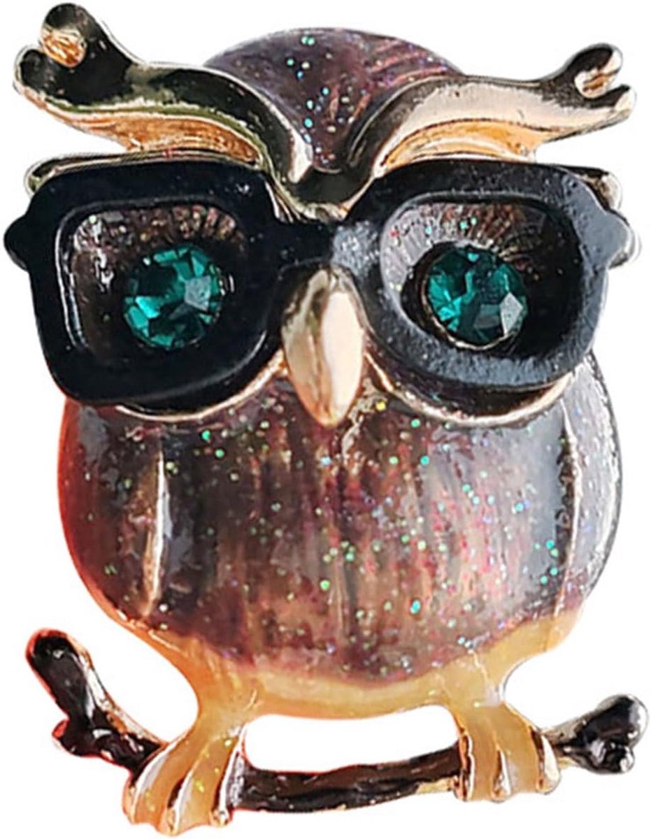Strass Uil Broche Pin Oog Smaragd Uil Emaille Broche Antiek Cartoon Dier Lapel Pin Grappig Groen Kristal Uil Corsage Pin Badge Sieraden Accessoires Voor Vrouwen, Eén maat, Metaal,
