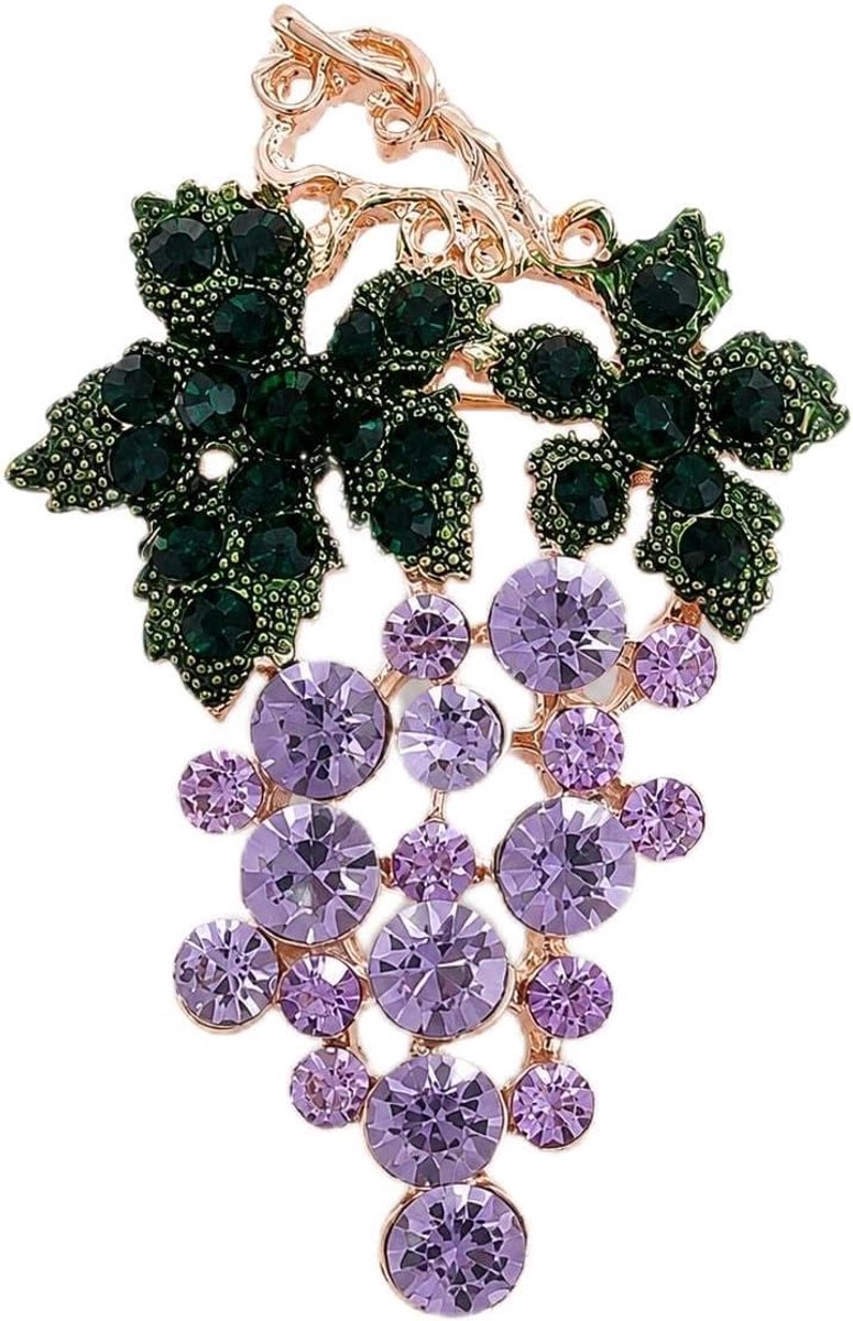 Rhinestones Druif Broche Vintage Kristal Blad Fruit Spelden Sieraden voor Vrouwen Tassen Pakken Jassen