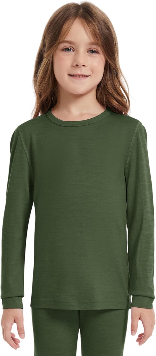 Thermische top voor kinderen, uniseks, 100% merinowol, shirt met lange mouwen voor jongens en meisjes, ski-ondergoed winter, zacht en warm