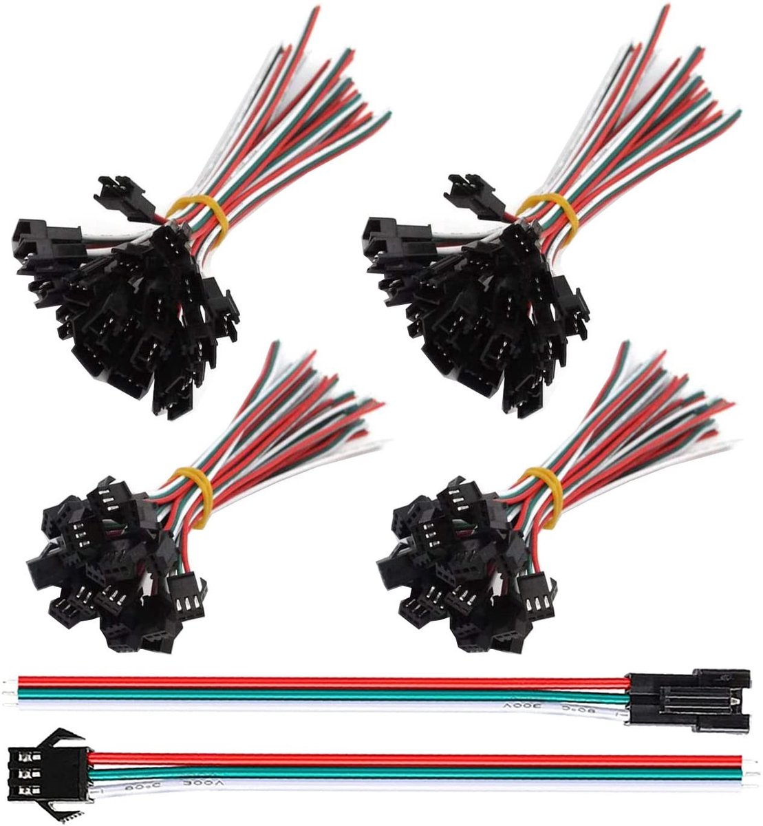 30 Pairs JST SM 3 Pin Male naar Female EL Wire Kabel Plug Adapter met 150mm Elektrische Kabel voor LED Verlichting en Connectoren