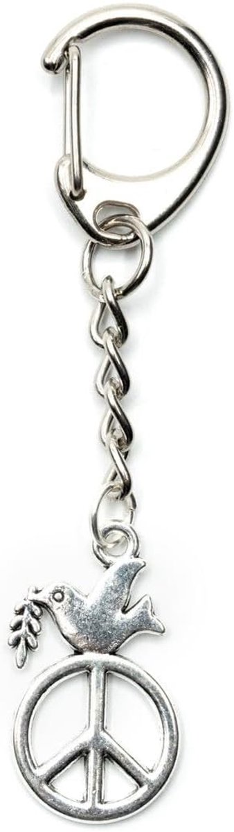 Vrededuif Peace zilver vredesteken teken liefde duif vogel - handgemaakte modesieraden I hanger sleutelhanger sleutelhanger sleutelhanger, zilver, 28mm
