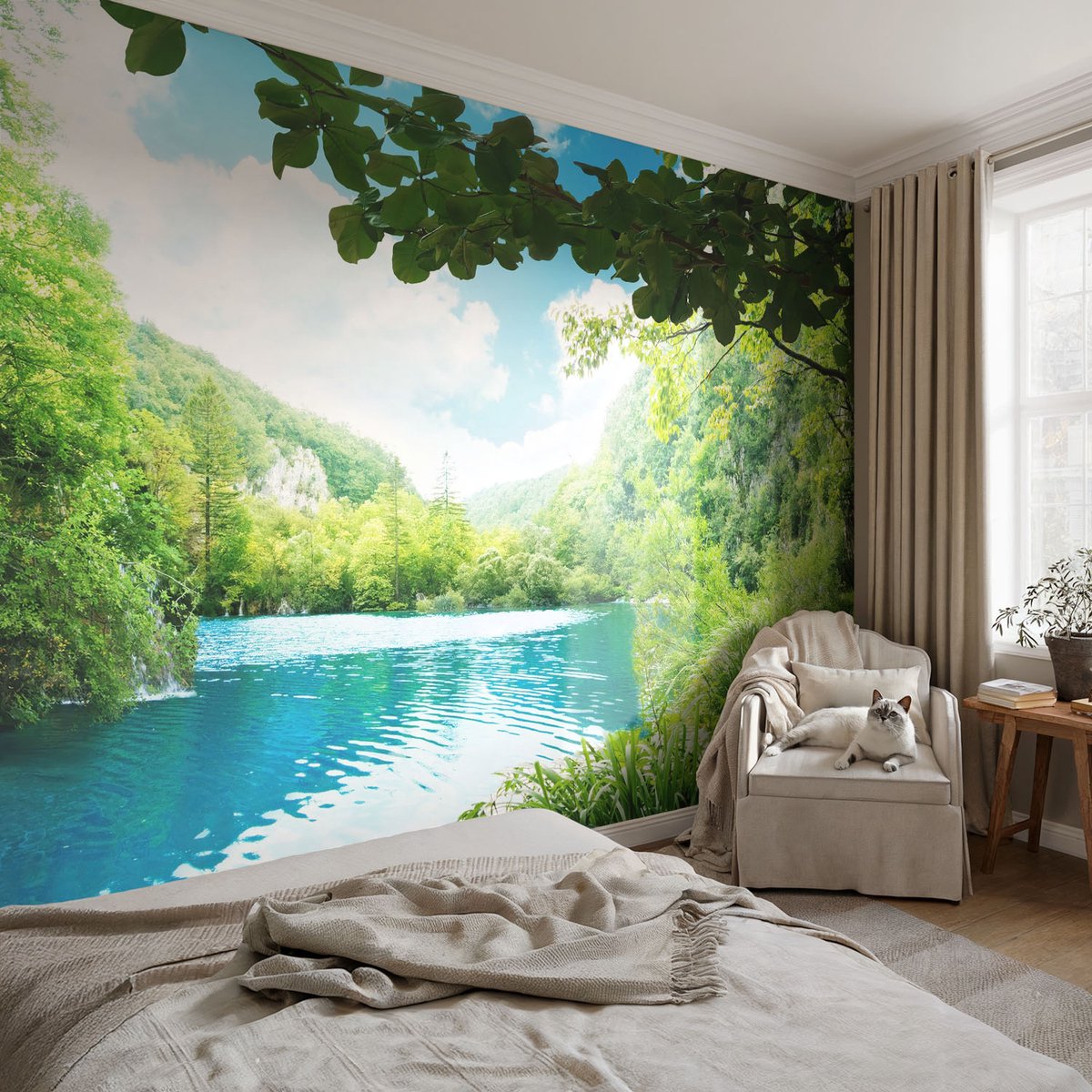 Coloray Vliesbehang - Groente Snellijm Behang - 152x104 cm - Natuurlijke Oase Fotobehang Vlies - Hal behang Landschappen - Muurschildering - Hal behang